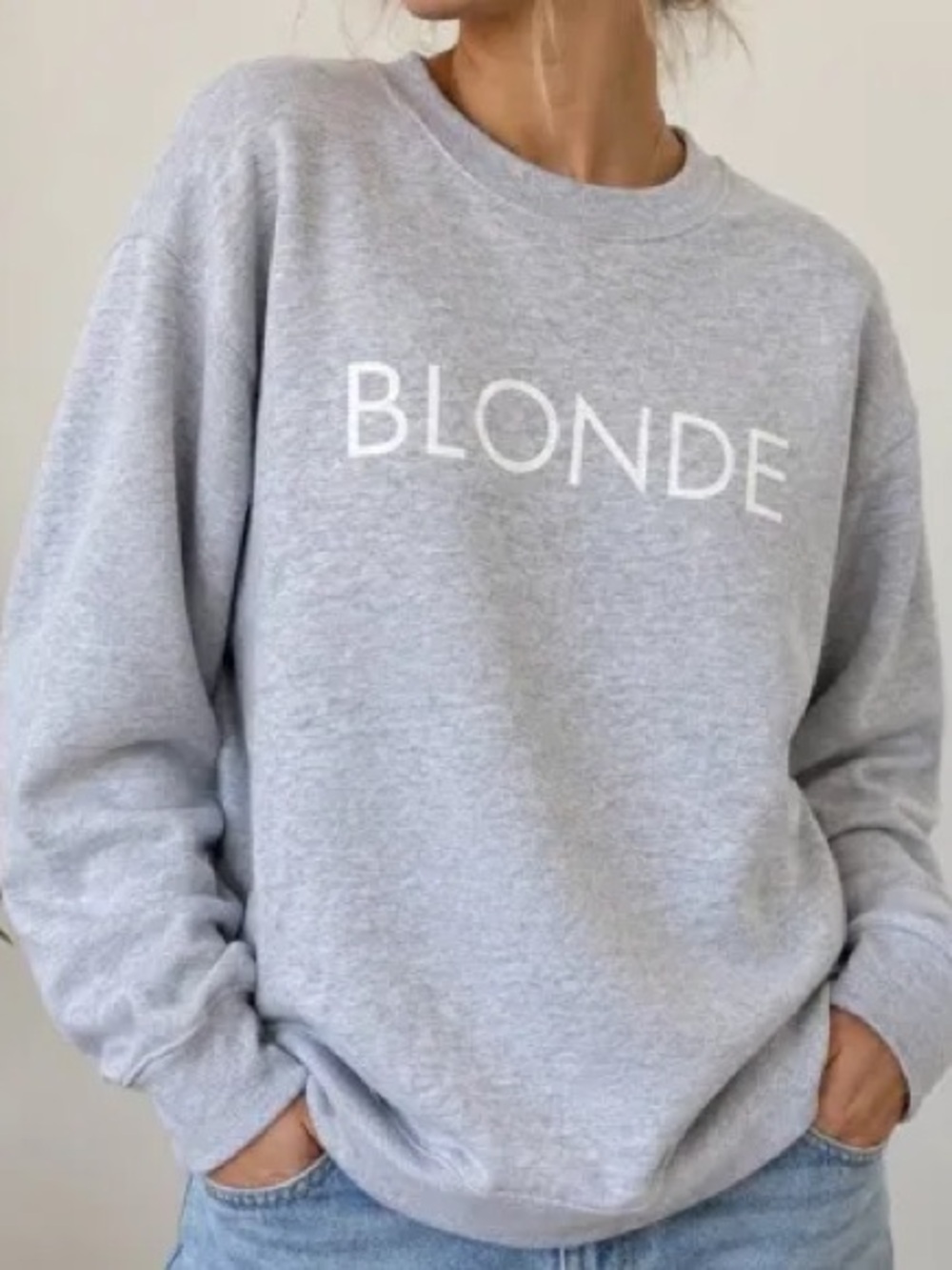 Brunette The Label NWT "Blonde" Crew Neck Sweater Medium Large Casual Ret $109